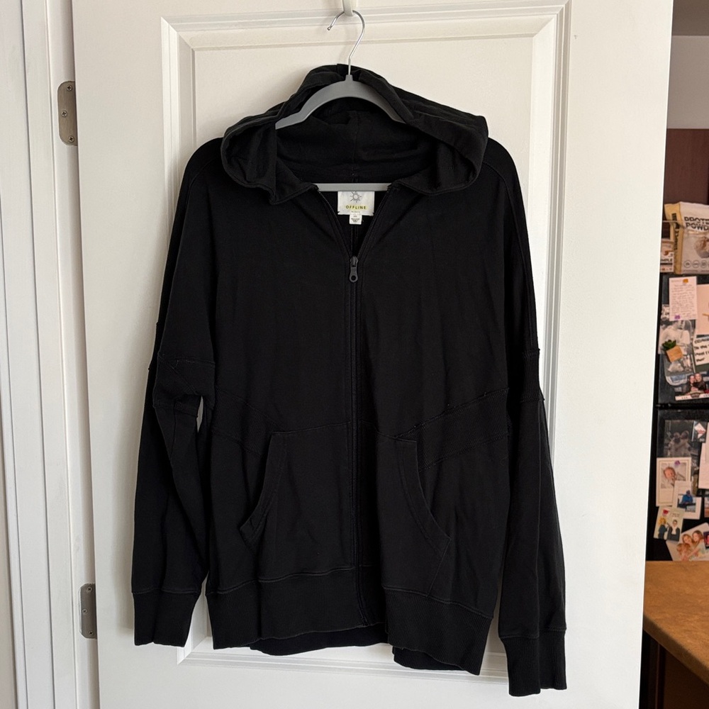Offline by Aerie Charcoal Zip Up Hoodie